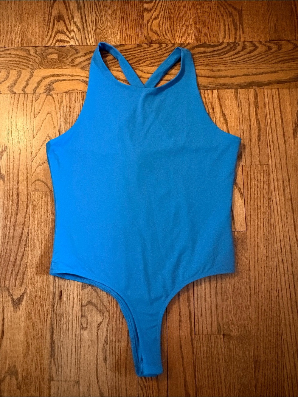 Bright blue Criss Cross-back bodysuit